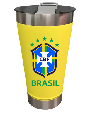 Copo Térmico Com Tampa Abridor 473ml Cerveja Gelada Cor Amarelo